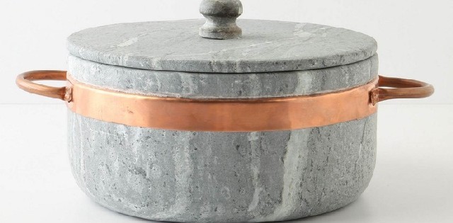 Soapstone Stock Pot with Copper Handles, from Anthropologie